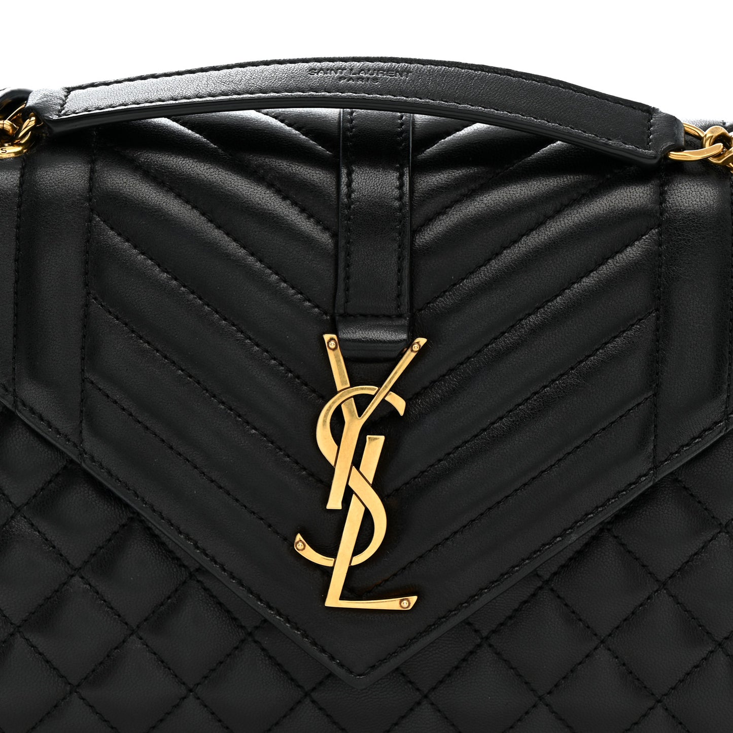 Lambskin Mixed Matelasse Triquilt Medium Monogram Satchel Black