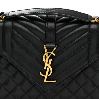 Saint Laurent Lambskin Mixed Matelasse Triquilt Medium Monogram Satchel Black 8 of 10