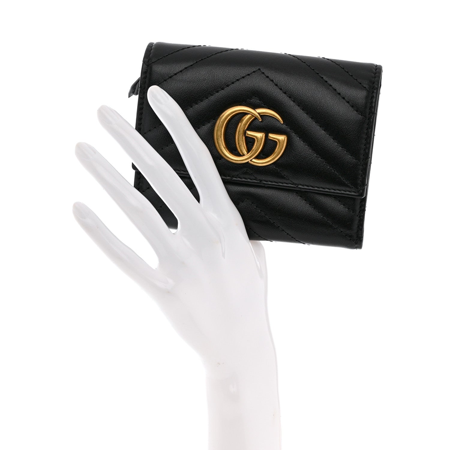 Gucci Calfskin Matelasse GG Marmont Wallet Black 2 of 8