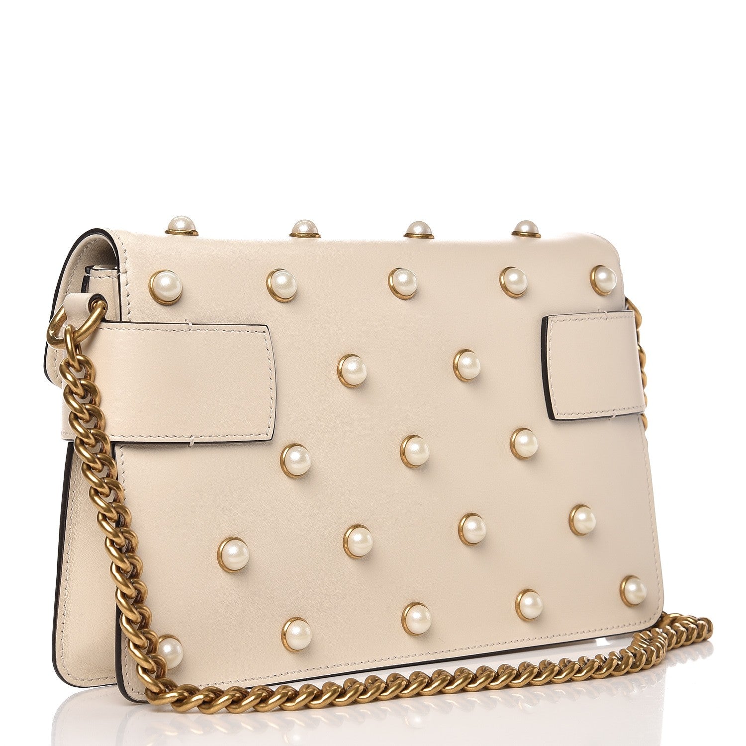 Gucci Nappa Pearl Studded Mini Queen Margaret Broadway Shoulder Bag Mystic White 5 of 9