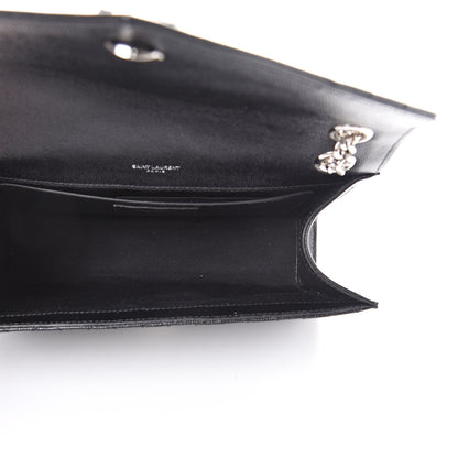 Saint Laurent Grain De Poudre Textured Mixed Matelasse Triquilt Medium Monogram Satchel Black 4 of 9