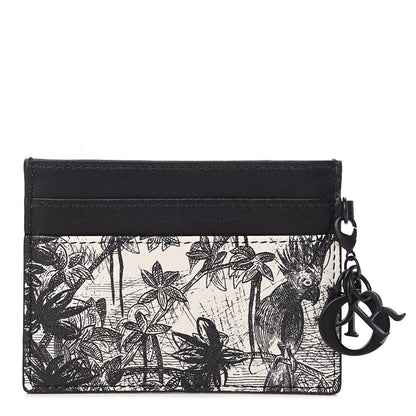 Christian Dior Calfskin Toile de Jouy Carnivora Card Holder Black White 1 of 8