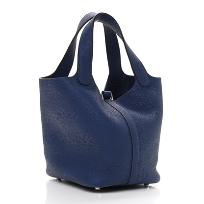 Hermes Taurillon Clemence Picotin Lock 18 PM Bleu Saphir 3 of 10