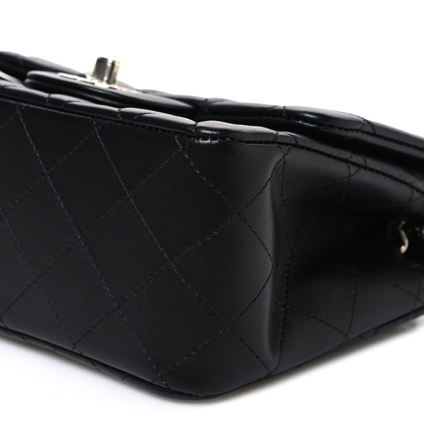 Lambskin Quilted Mini Square Flap Black