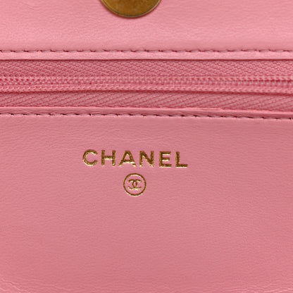 Chanel Lambskin Quilted Pick Me Up Wallet On Chain WOC Light Pink 6 of 14