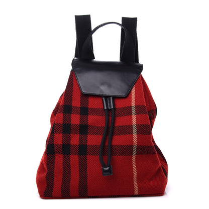 Burberry Wool Plaid Check Backpack Red 1 of 9