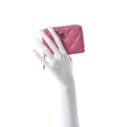 Chanel Caviar Quilted Zip Coin Purse Pink 2 of 10