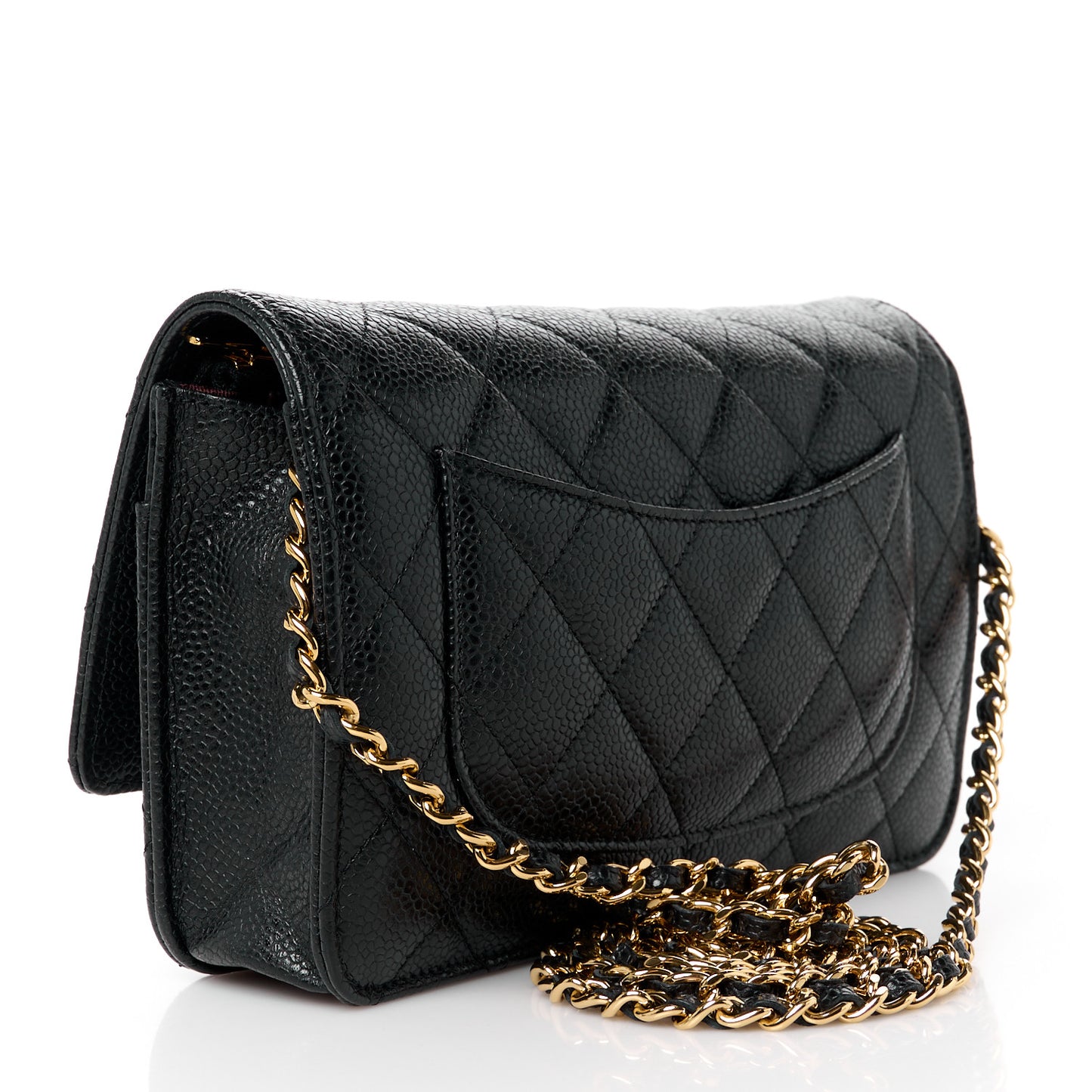 Caviar Quilted Wallet on Chain WOC Black