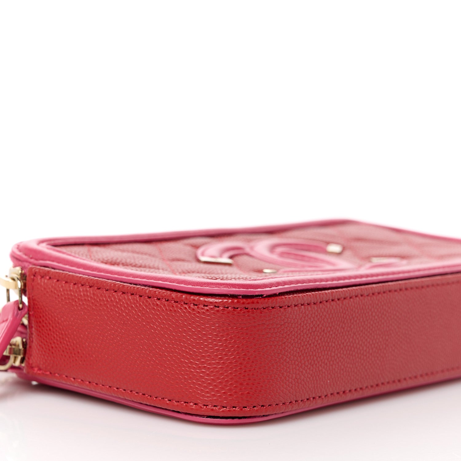 Chanel Caviar Quilted CC Filigree Clutch With Chain Red 12 of 14