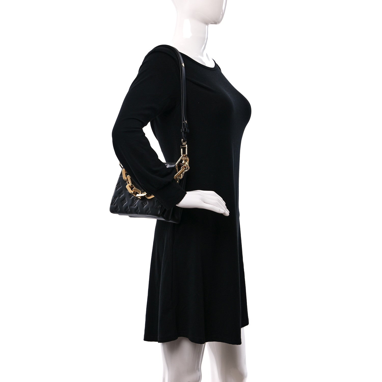 Louis Vuitton Lambskin Embossed Monogram Coussin BB Black 2 of 11