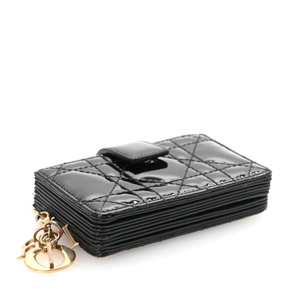 Christian Dior Patent Cannage Lady Dior 5-Gusset Card Holder Black 4 of 7