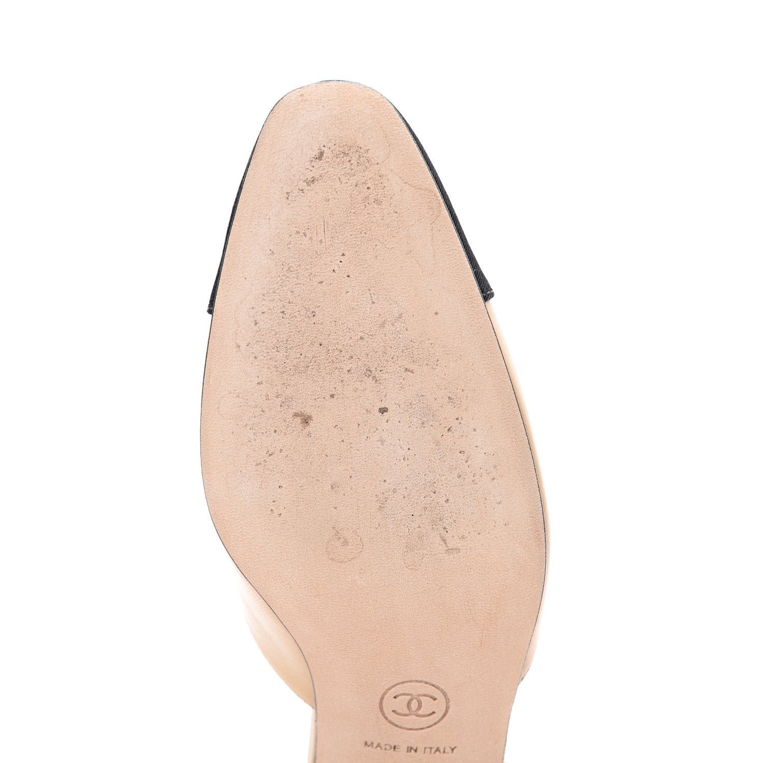 Chanel Goatskin Grosgrain Cap Toe CC Slingback Pumps 35 Beige Black 8 of 12