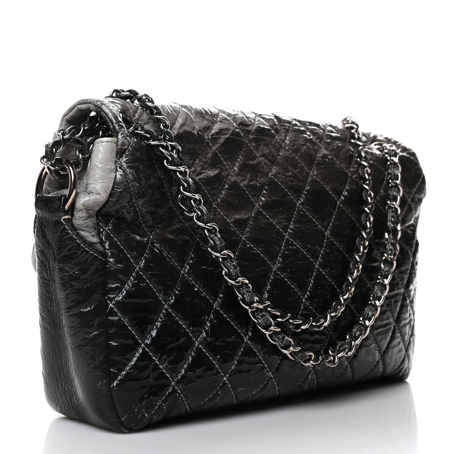 Chanel Vinyl Quilted Jumbo Melrose Degrade Flap Black 3 of 10