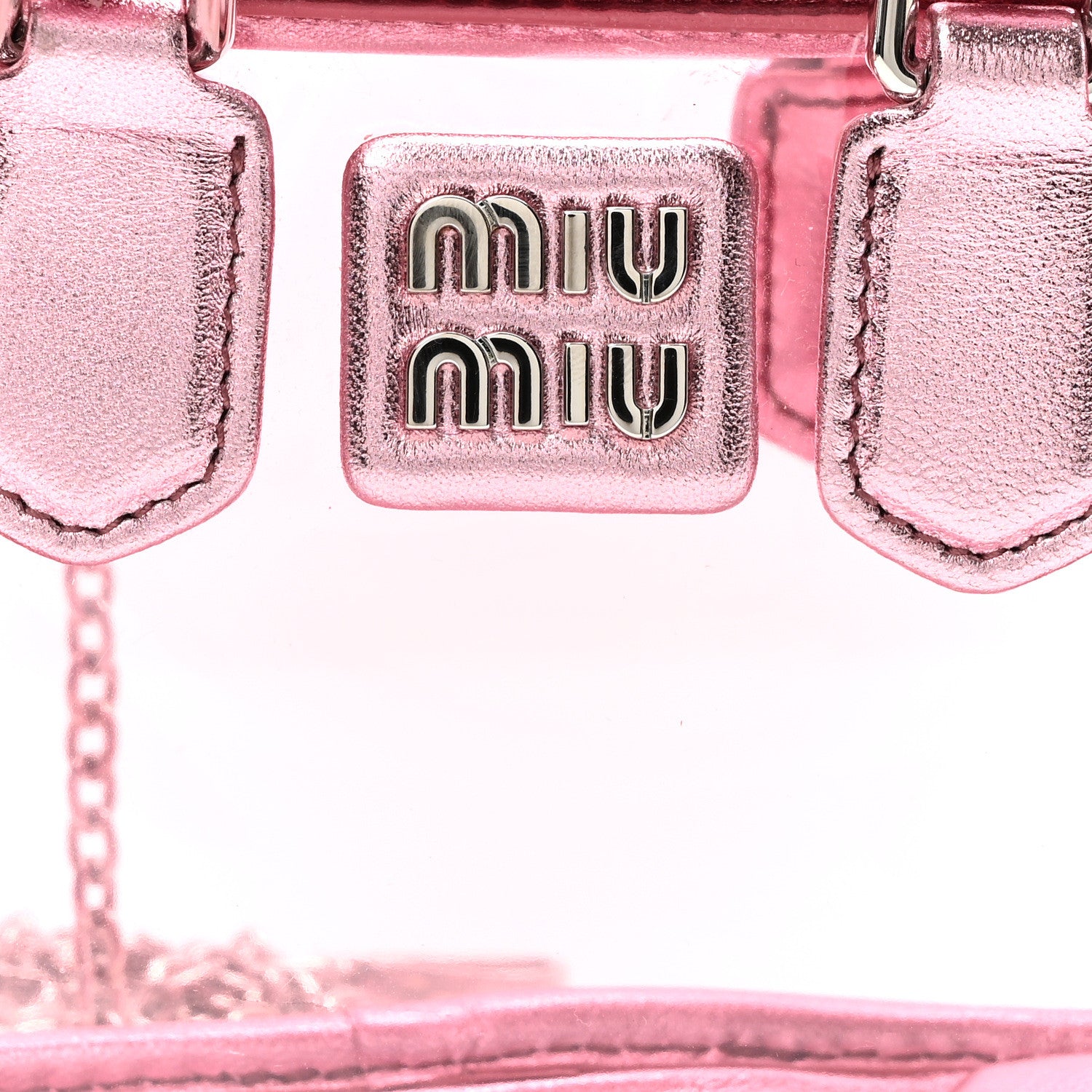 Miu Miu Metallic Nappa Plexi Vinyl Mini Top Handle Crossbody Rosa Mordore 7 of 9