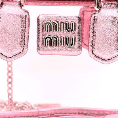 Miu Miu Metallic Nappa Plexi Vinyl Mini Top Handle Crossbody Rosa Mordore 7 of 9