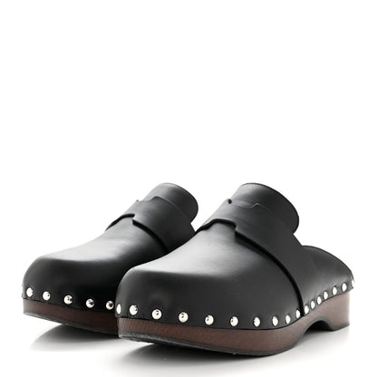 Hermes Calfskin Calya Mules 38 Black 3 of 7