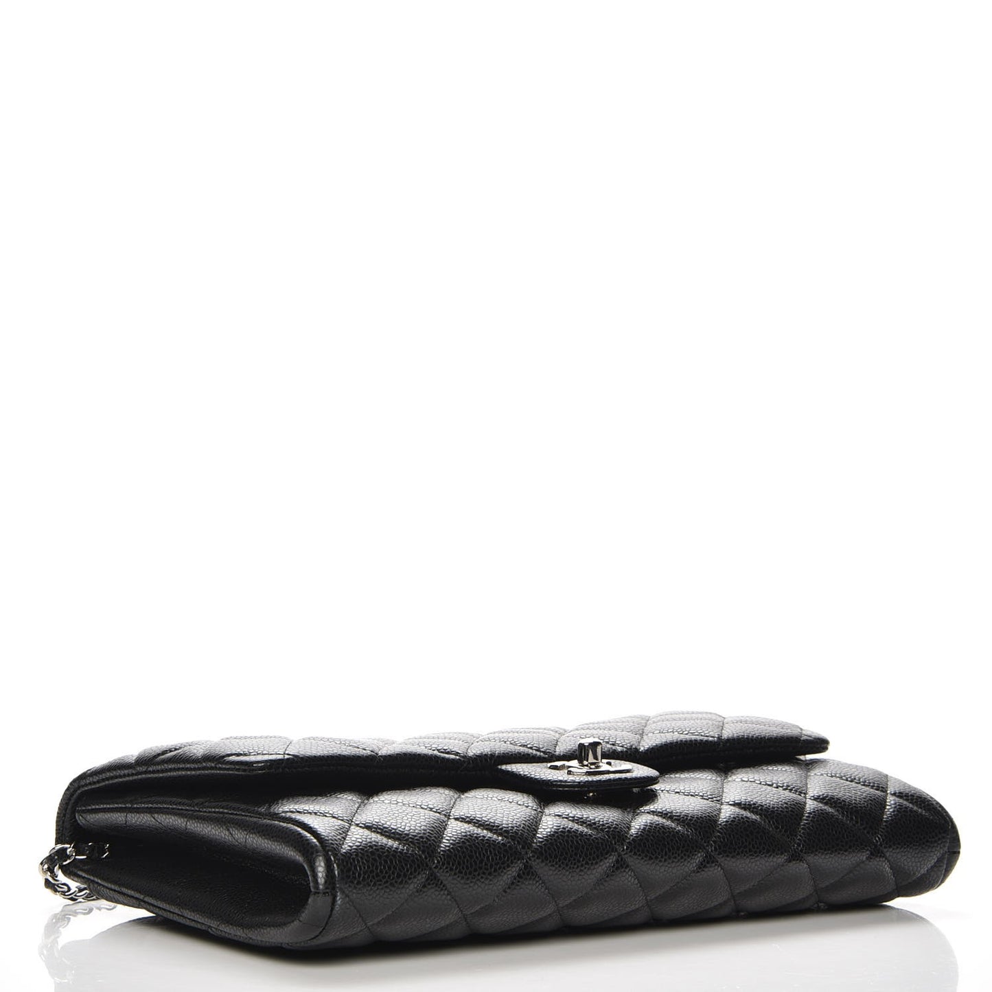 Caviar Quilted Clutch With Chain Flap Black