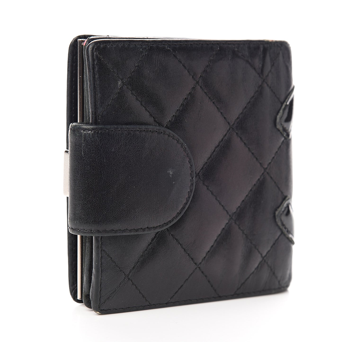 Calfskin Quilted Cambon Bi-Fold Wallet Black