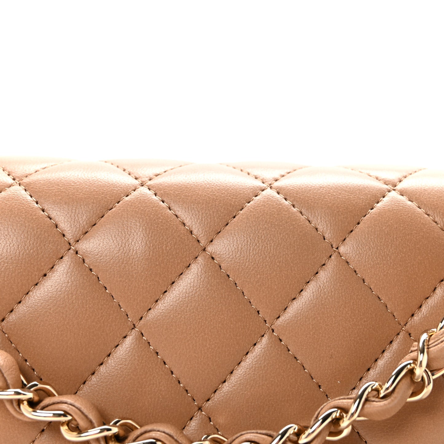 Lambskin Quilted Medium Double Flap Brown