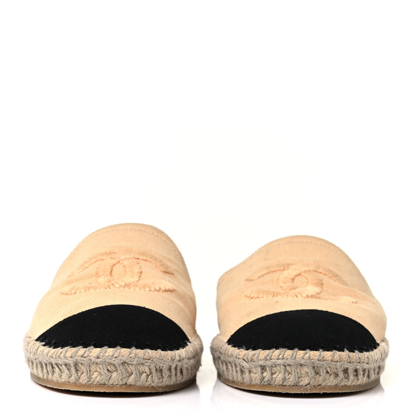 Denim CC Espadrille Mules 41 Beige Black