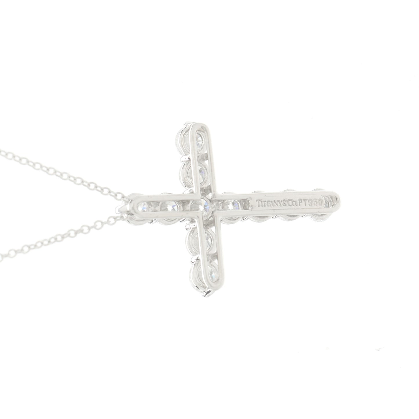 Platinum Diamond Large Cross Pendant Necklace
