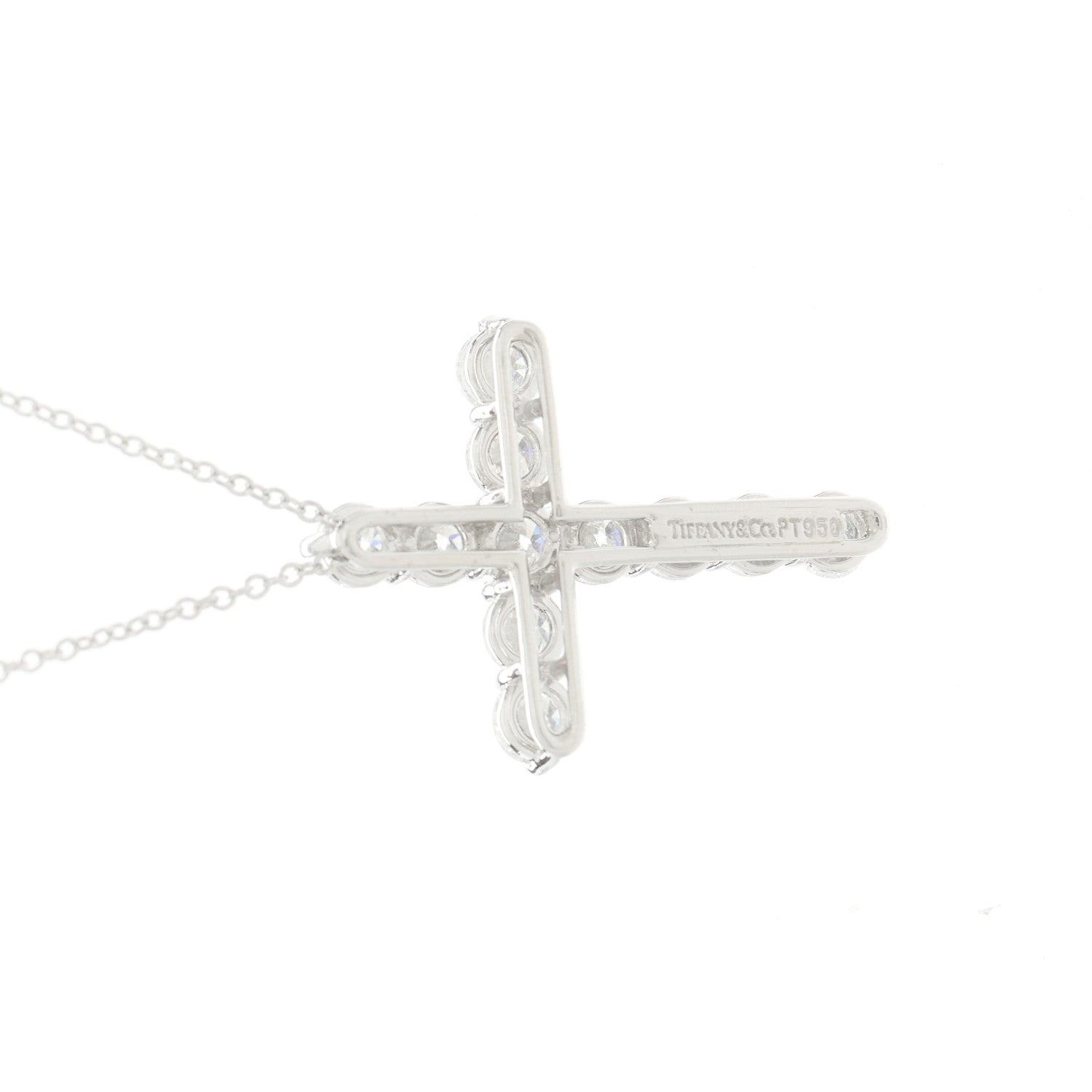 Tiffany Platinum Diamond Large Cross Pendant Necklace 6 of 6