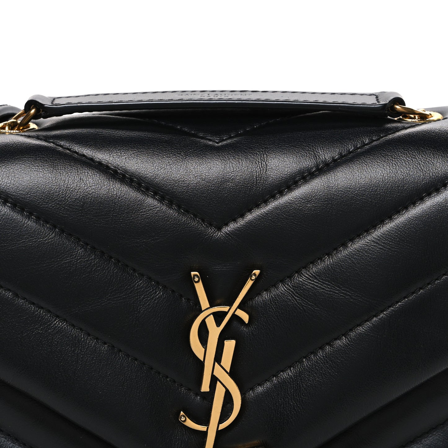 Calfskin Y Quilted Monogram Small Loulou Chain Satchel Black