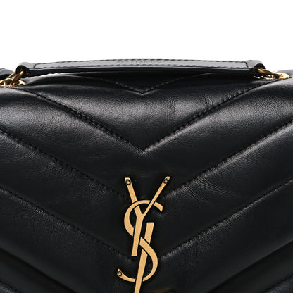 Saint Laurent Calfskin Y Quilted Monogram Small Loulou Chain Satchel Black 8 of 11