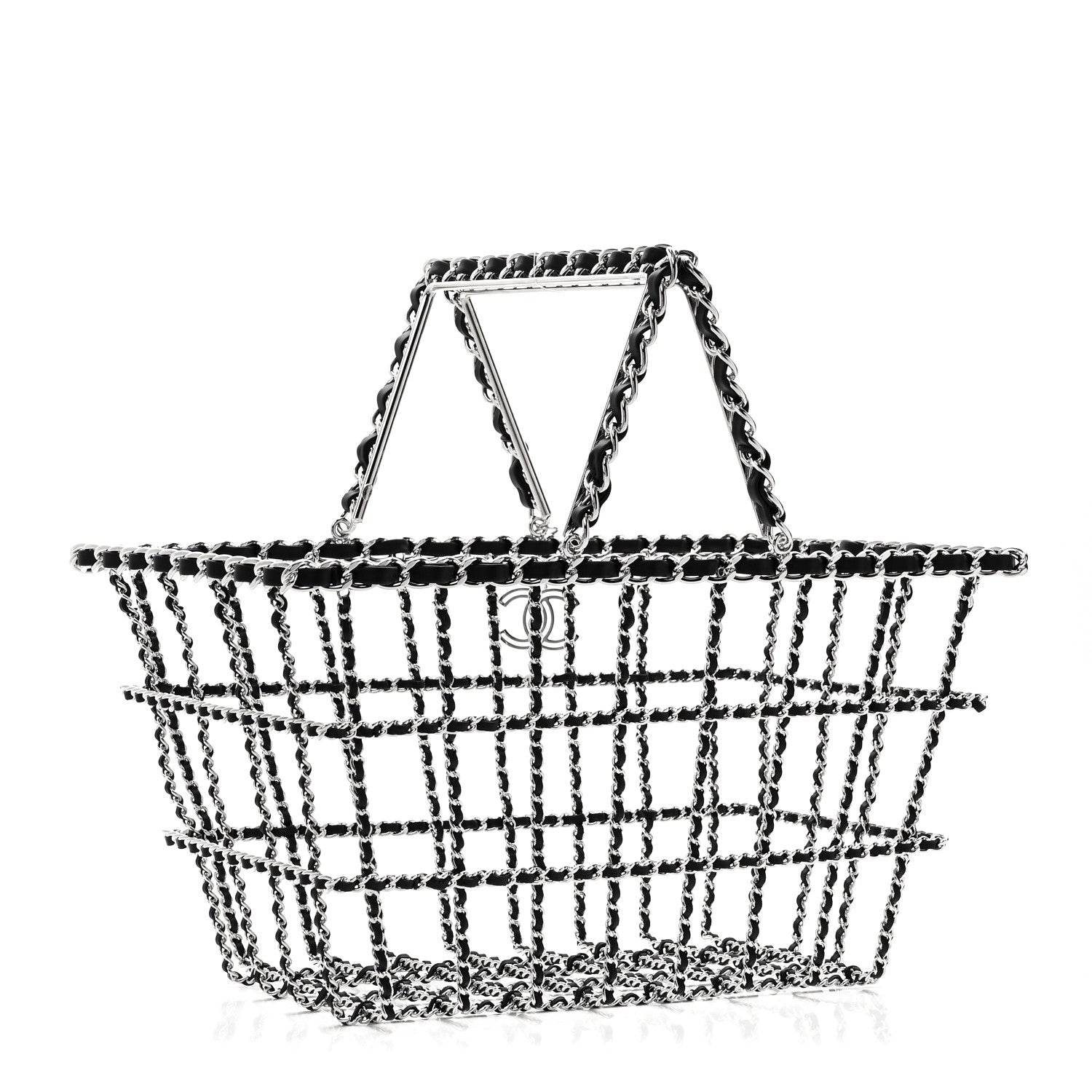 Chanel Brass Calfskin Medium Grocery By Chanel Shopping Basket Silver 3 of 8