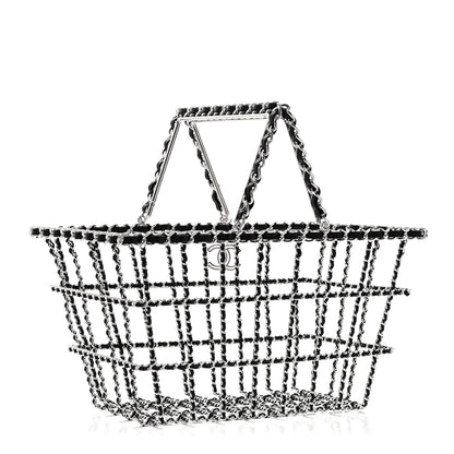Chanel Brass Calfskin Medium Grocery By Chanel Shopping Basket Silver 3 of 8