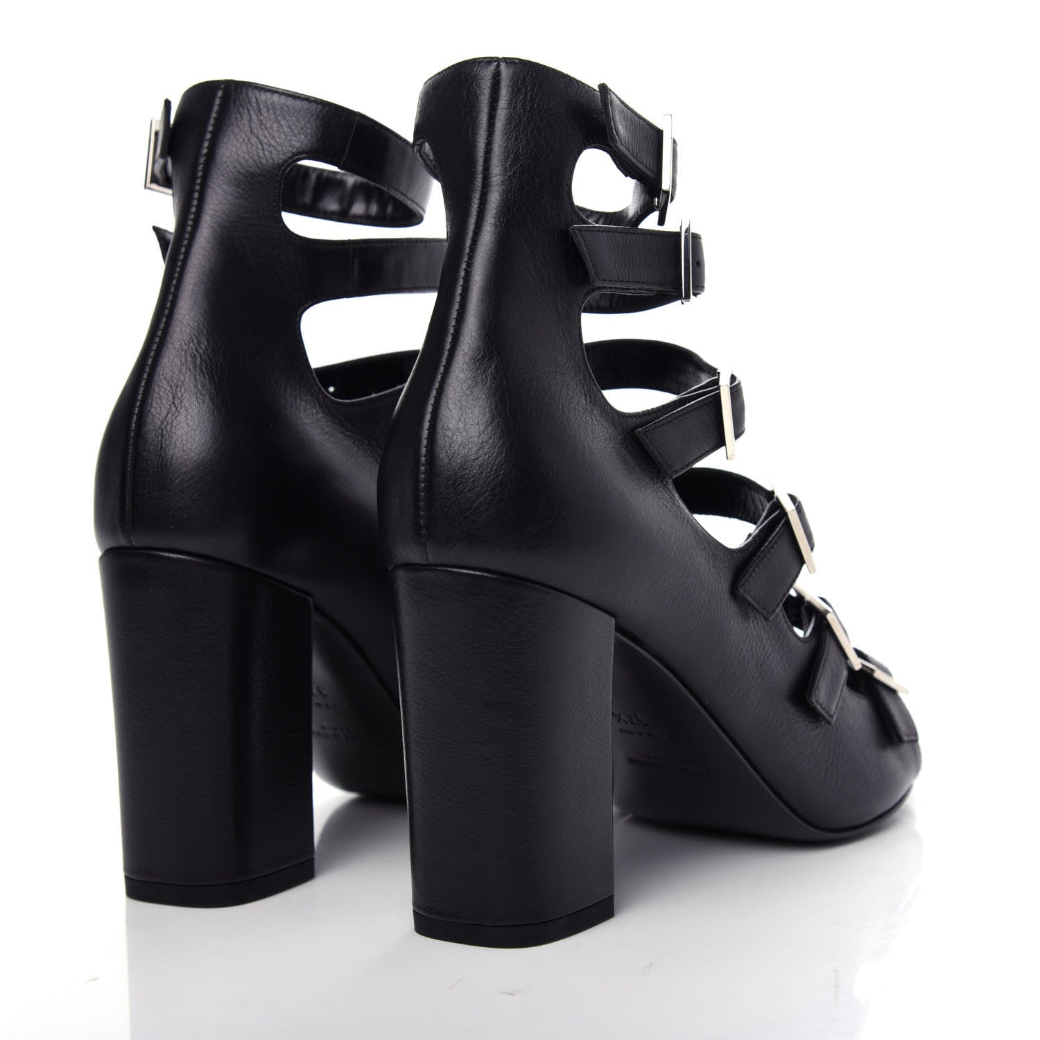 Saint Laurent Calfskin Babies 90 Multi Strap Sandal 37.5 Black 4 of 11
