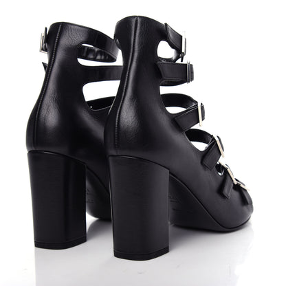 Saint Laurent Calfskin Babies 90 Multi Strap Sandal 37.5 Black 4 of 11