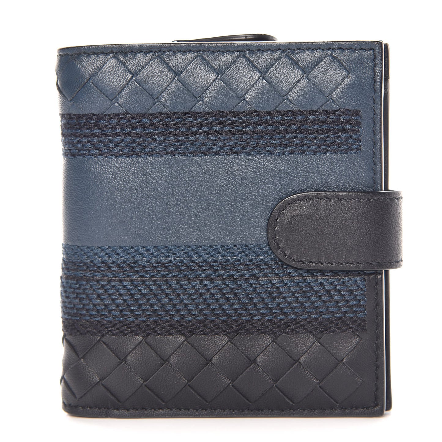 Nappa Intrecciato Stitched French Flap Wallet Tourmaline Denim Krim