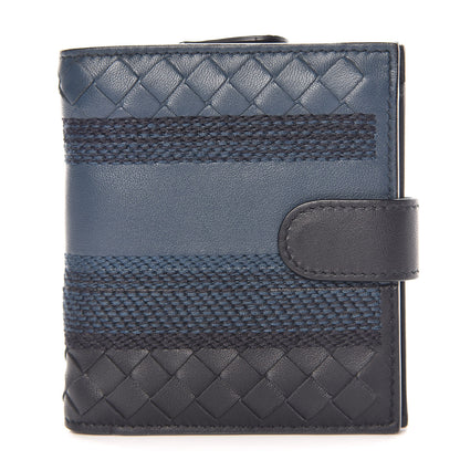 Bottega Veneta Nappa Intrecciato Stitched French Flap Wallet Tourmaline Denim Krim 1 of 7