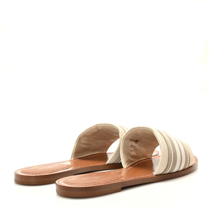Louis Vuitton Canvas Calfskin Lock It Flat Mules 40 4 of 9