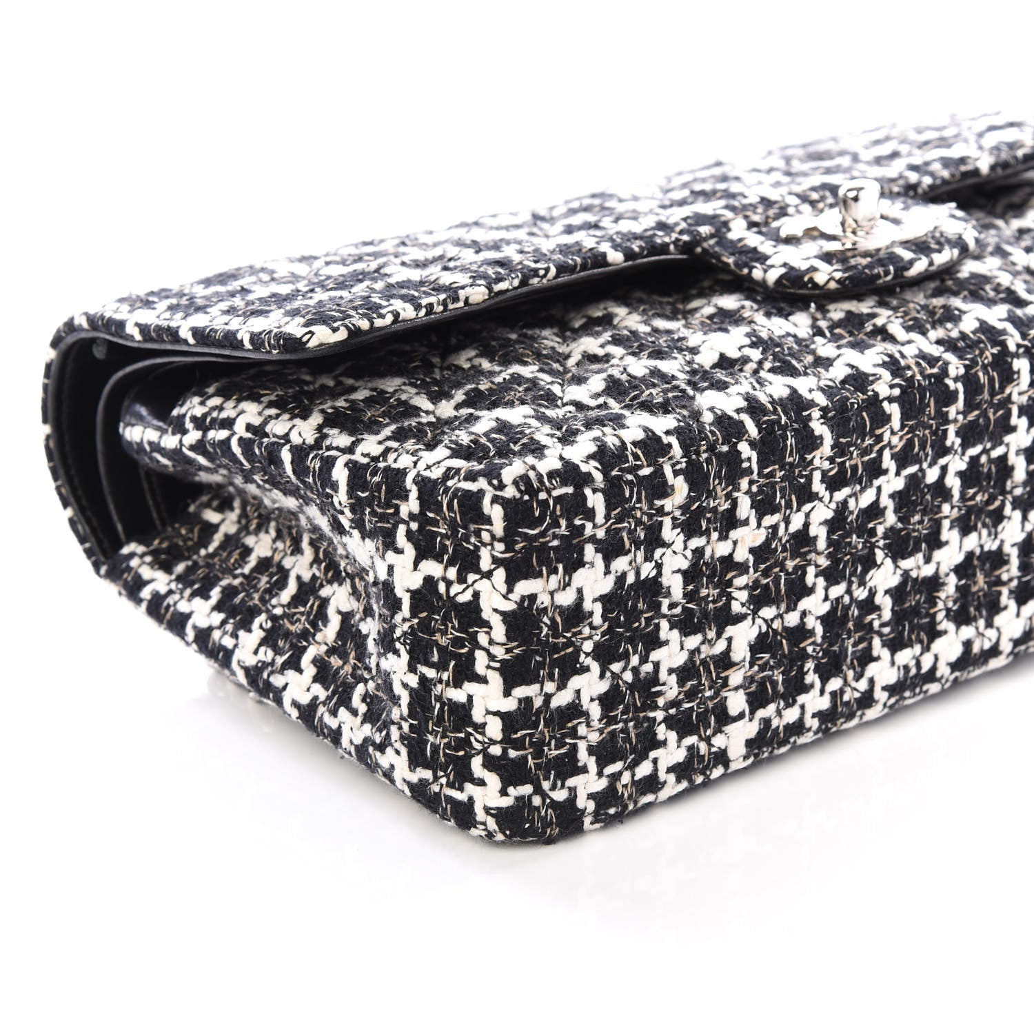 Chanel Tweed Quilted Medium Double Flap Black White 5 of 10