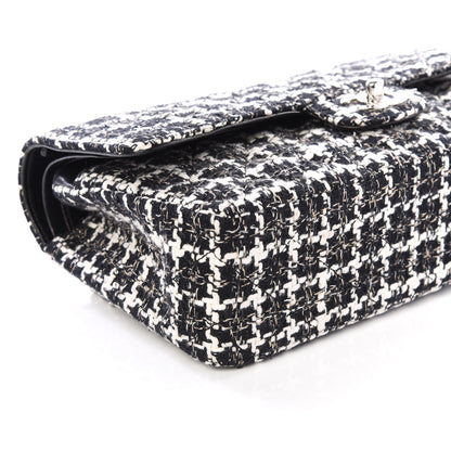 Chanel Tweed Quilted Medium Double Flap Black White 5 of 10