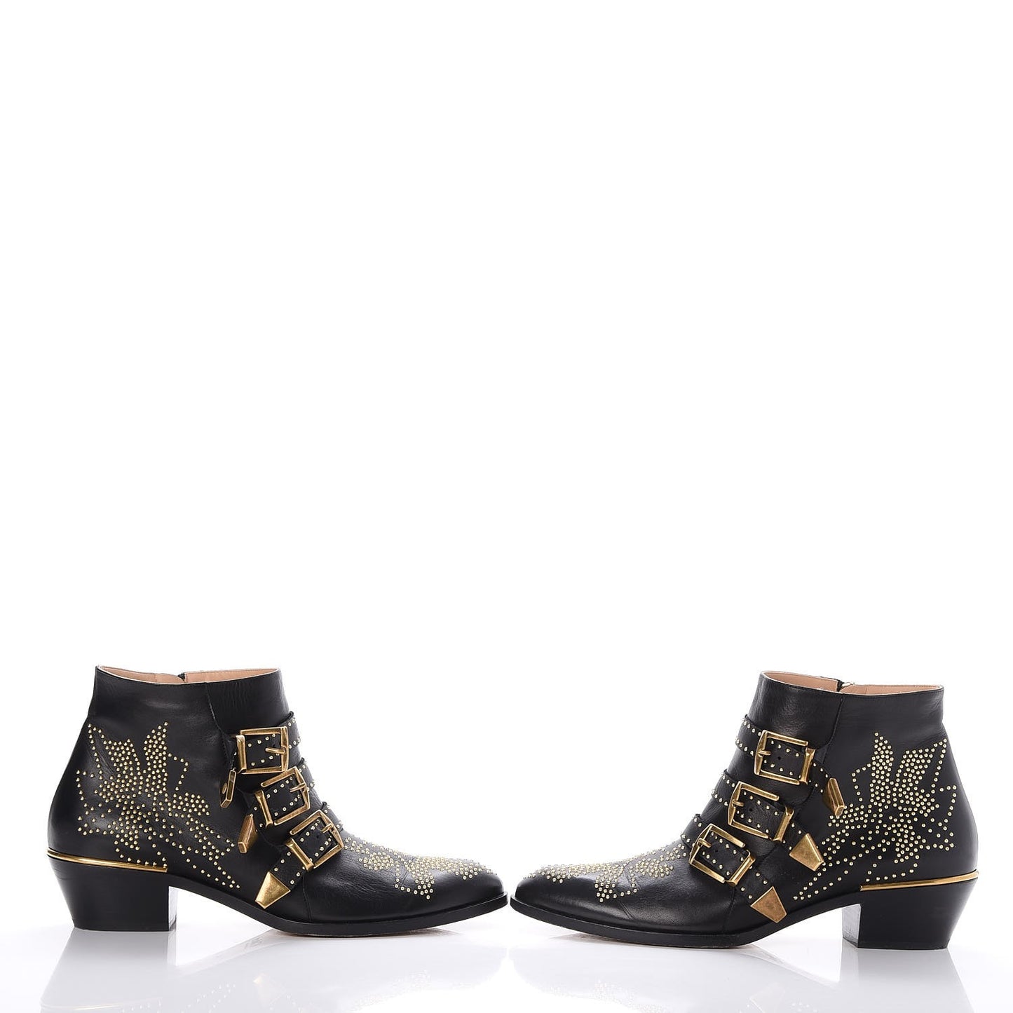 Nappa Sheepskin Studded Suzanna Short Boots 40 Black Gold