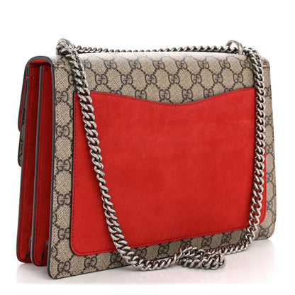 Gucci GG Supreme Monogram Suede Cudu Medium Dionysus Shoulder Bag Beige Ebony Vulcanic Red 3 of 13