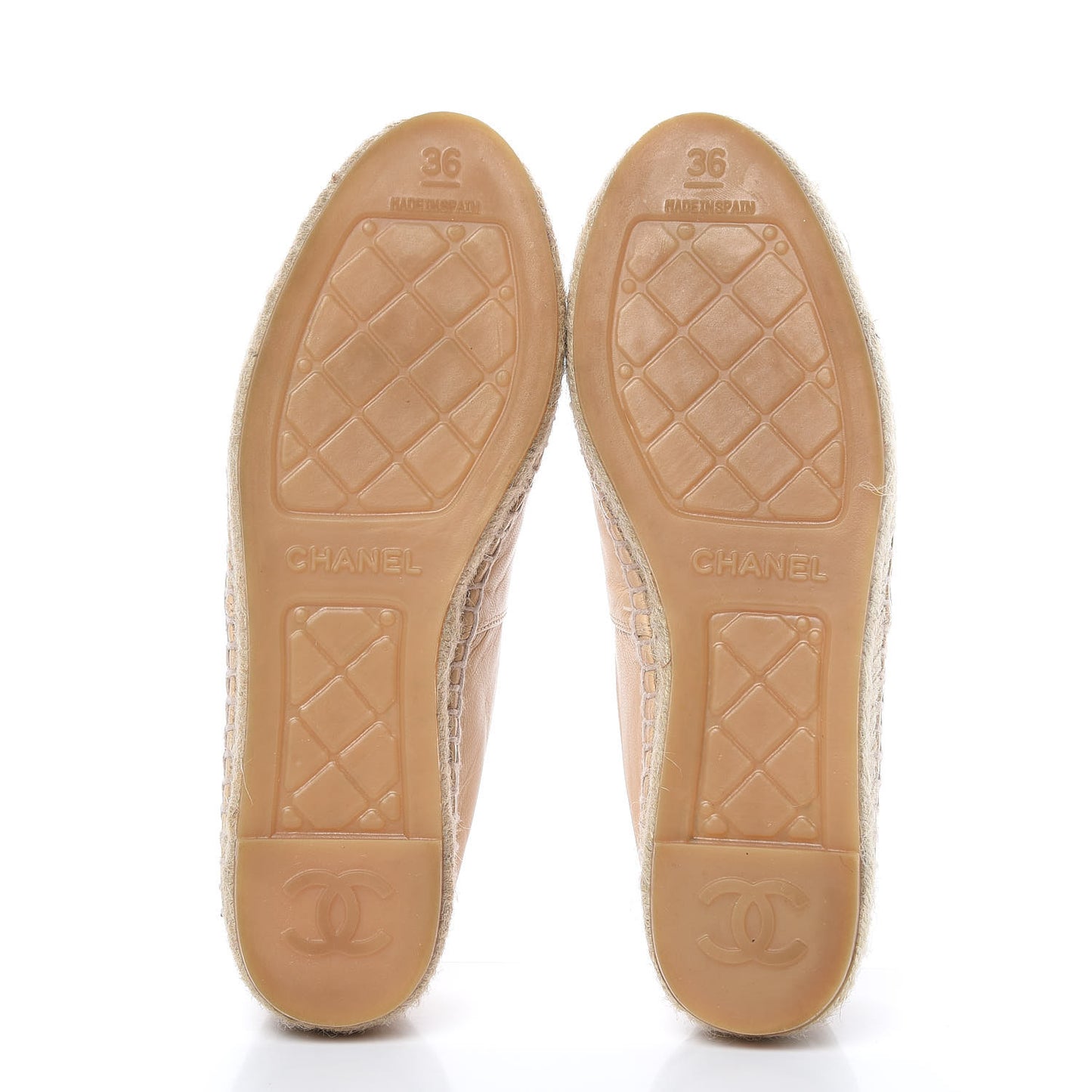 Lambskin CC Espadrilles 36 Beige Black