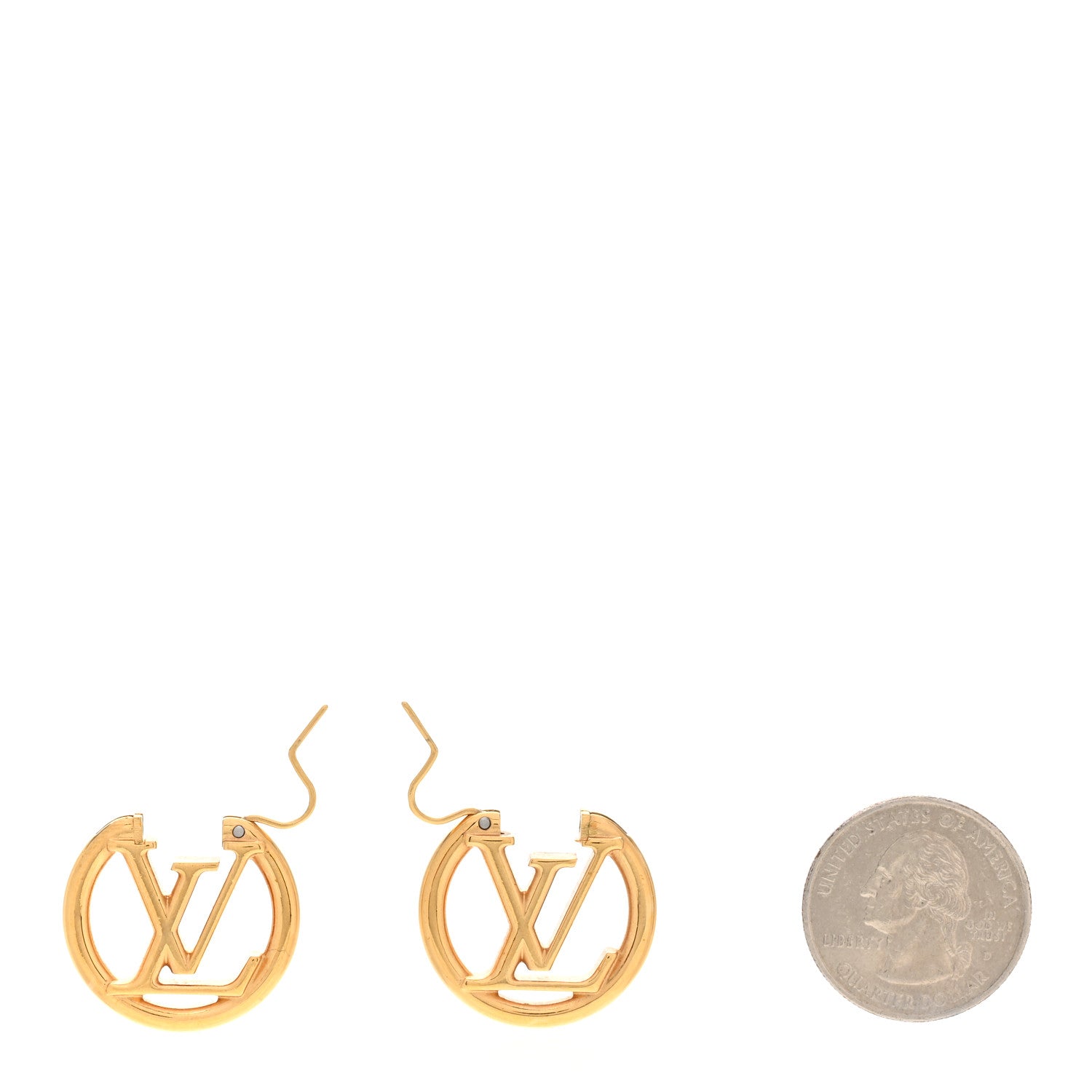 Louis Vuitton Metal Small Louise Hoop Earrings Gold 2 of 4