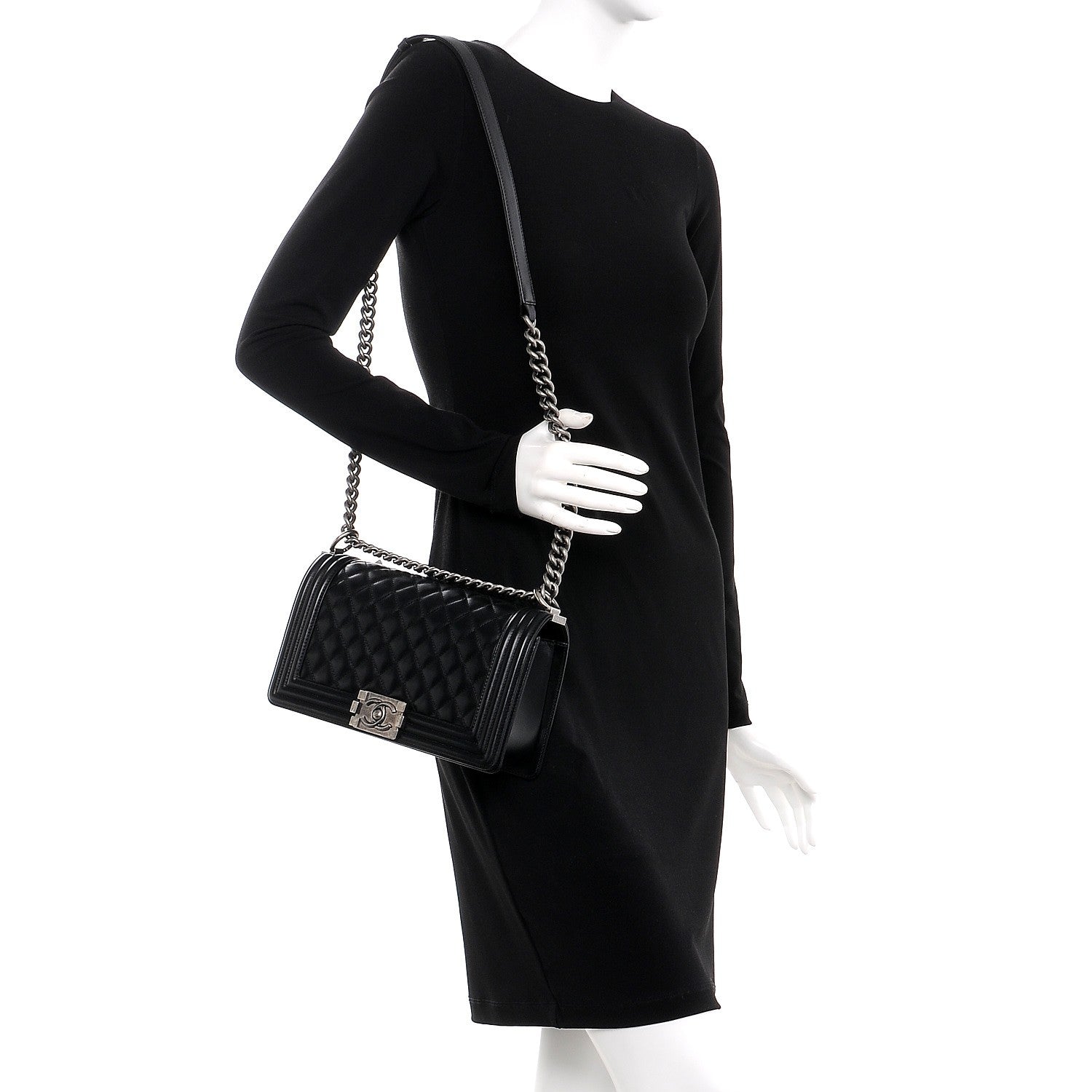Chanel Lambskin Quilted Medium Boy Flap Black 2 of 8