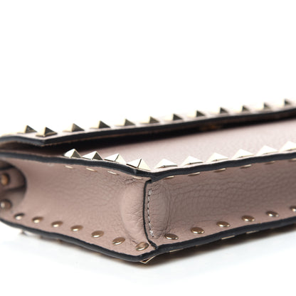 Valentino Garavani Pebbled Calfskin Rockstud Flap Wallet On Chain Poudre 7 of 9