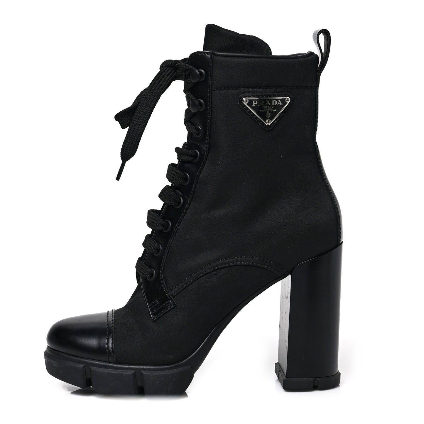 Spazzolato Re-Nylon Metal Triangle Logo 110mm Ankle Boots 38 Black