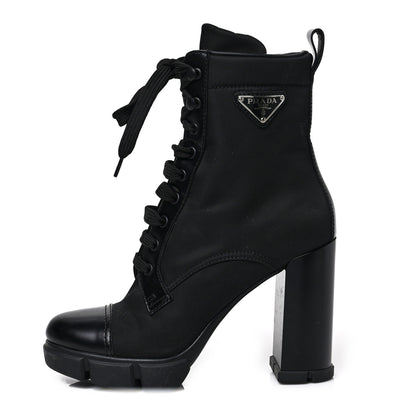 Prada Spazzolato Re-Nylon Metal Triangle Logo 110mm Ankle Boots 38 Black 1 of 6