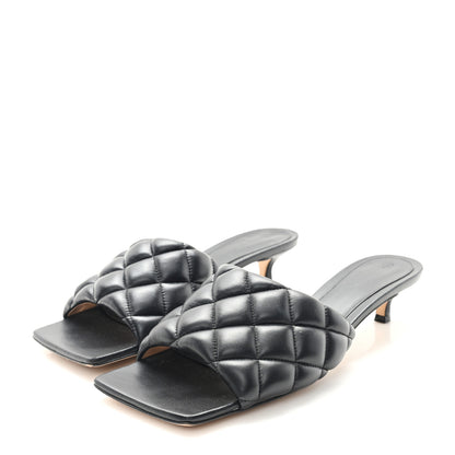 Bottega Veneta Nappa Matelasse Padded Mid Heel Mule Sandals 38.5 Black 4 of 8