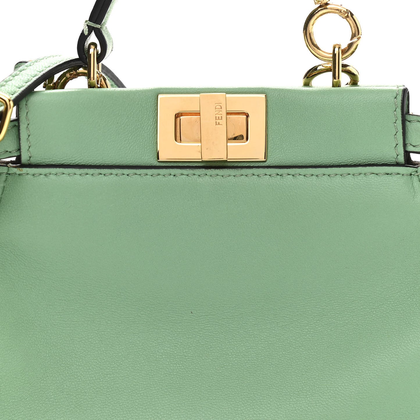 Shiny Nappa Micro Peekaboo Iconic Satchel Verde Acqua