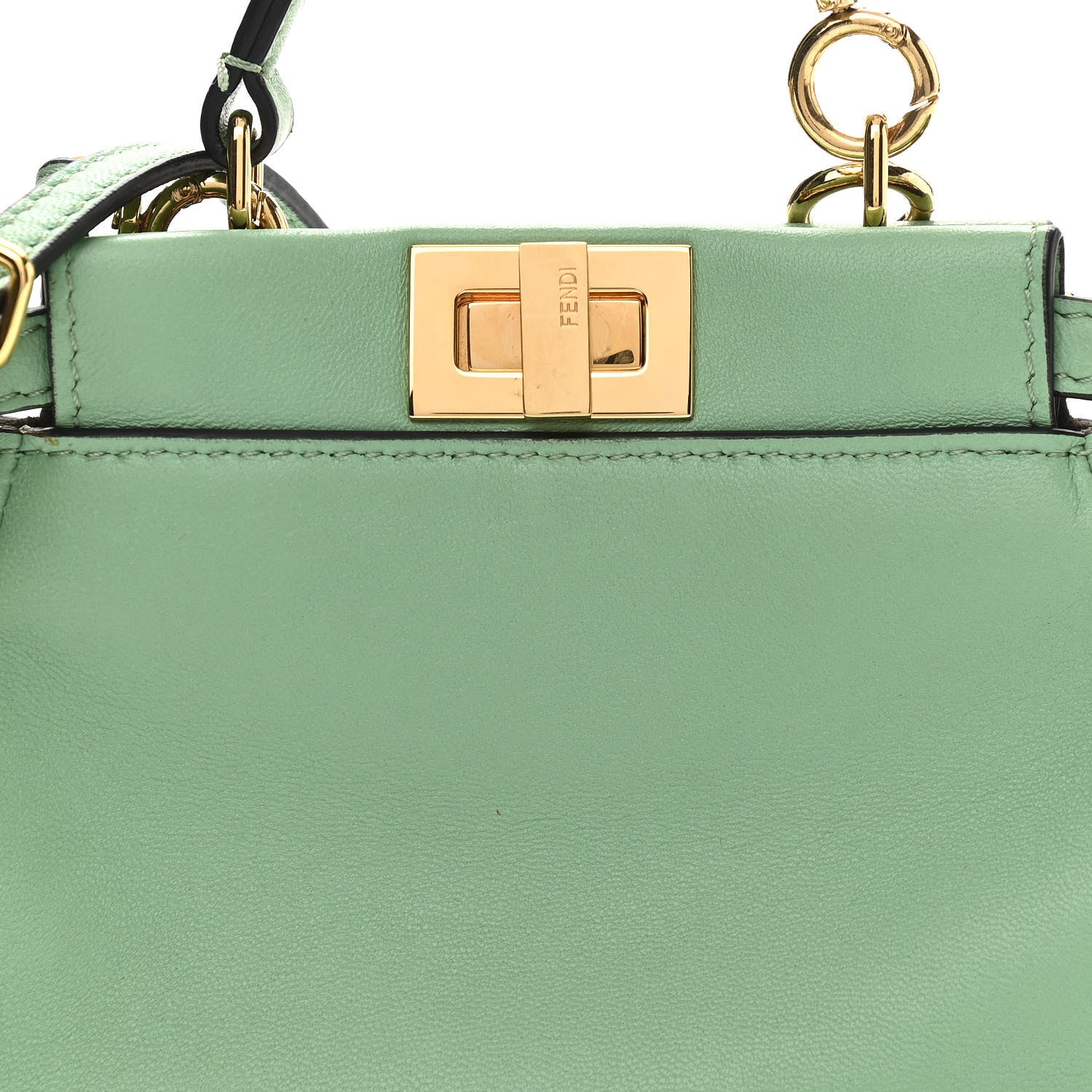 Fendi Shiny Nappa Micro Peekaboo Iconic Satchel Verde Acqua 8 of 11