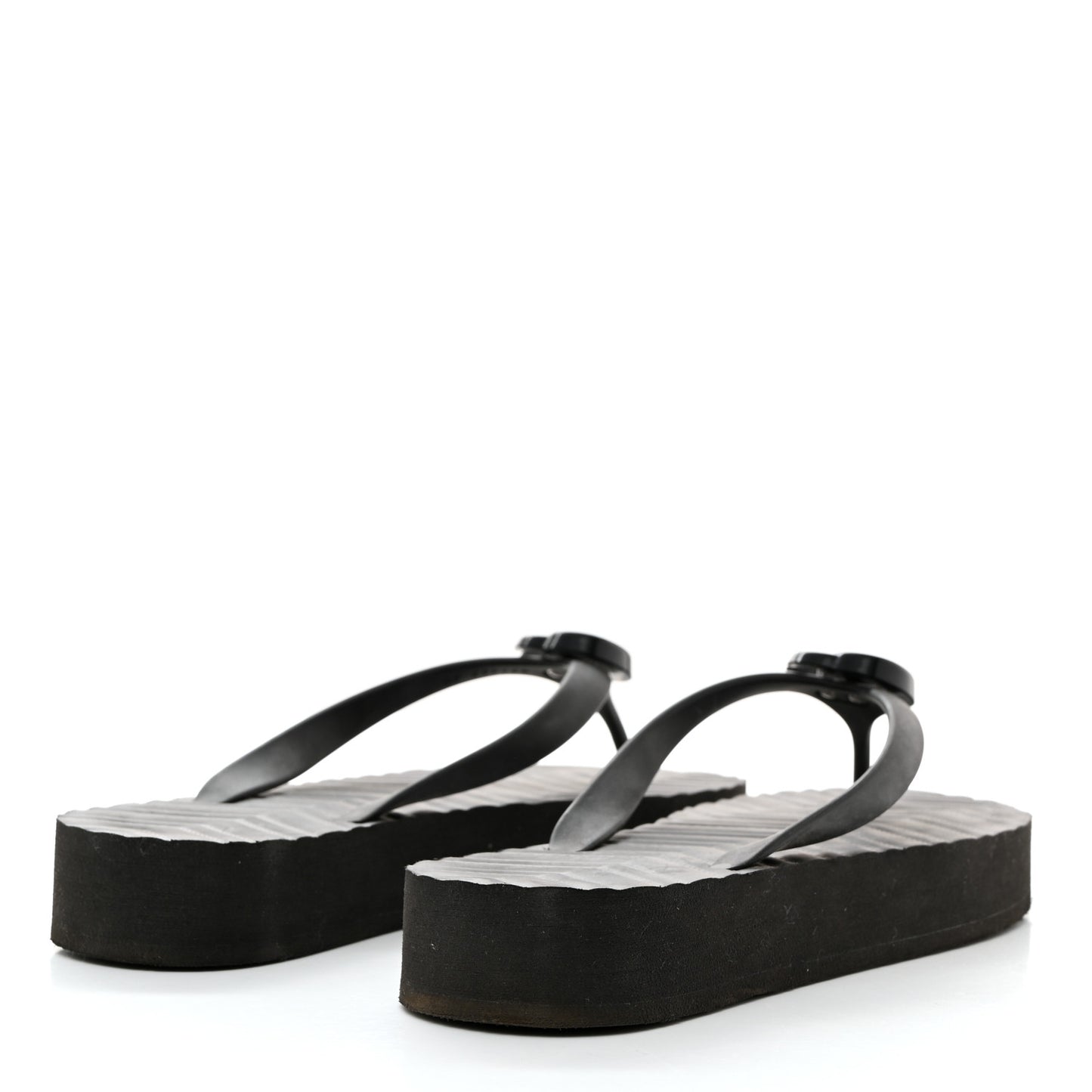 Rubber Chevron Womens GG Thong Sandals 40 Black