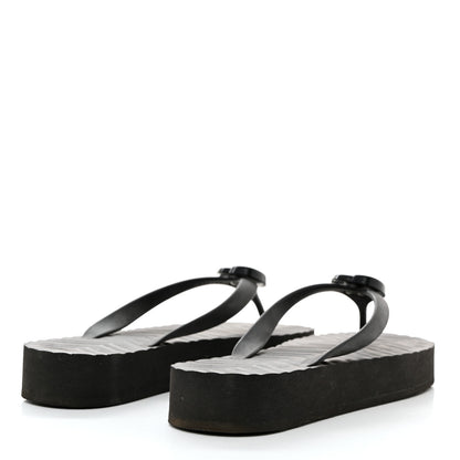 Gucci Rubber Chevron Womens GG Thong Sandals 40 Black 4 of 9